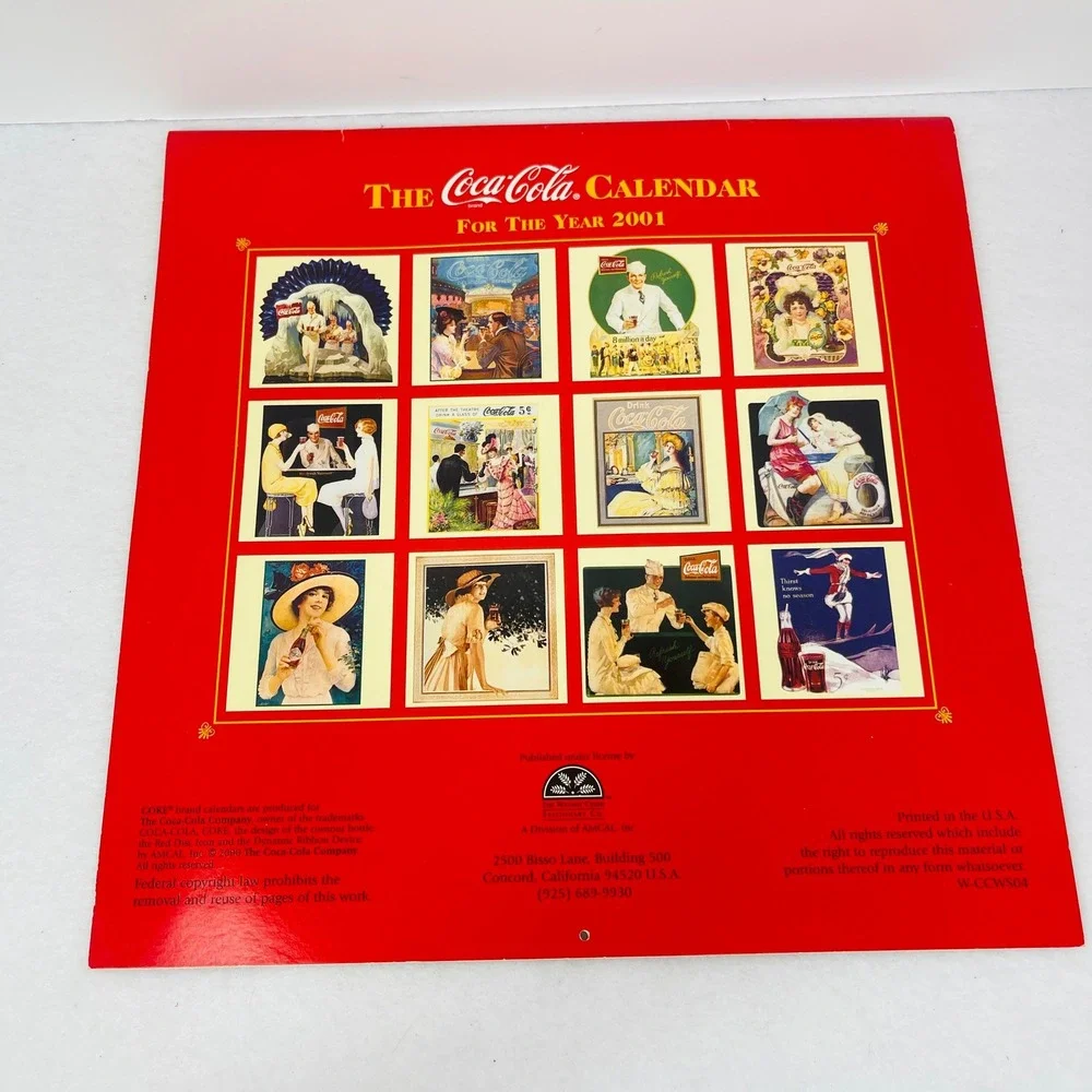 Coca-Cola Calendar 2001 Vintage Art Archives AMCAL Collectible Advertising Red